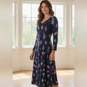 T.T.MAR Vintage-Style Featuring A Floral Maxi Dress. Medium.